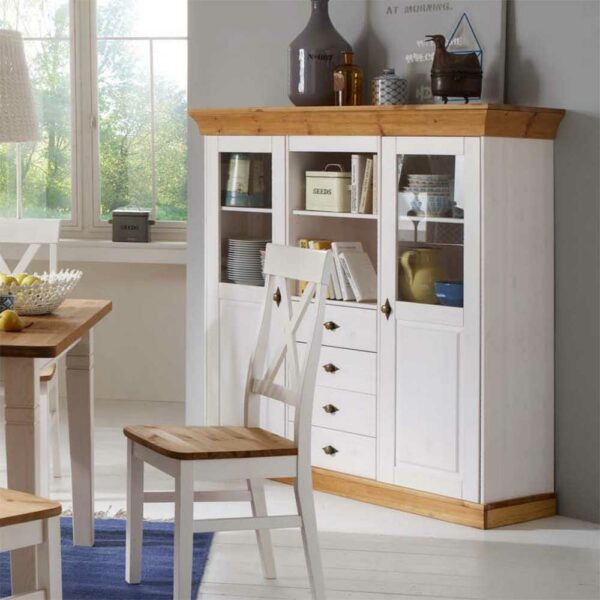 Life Meubles Highboard aus Kiefer teilmassiv Landhausstil