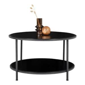 4Home Schwarzer Coffee Table mit runder Tischplatte große Ablage