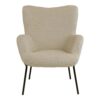 4Home Skandi Kaminsessel in Beige und Schwarz Webplüsch und Metall