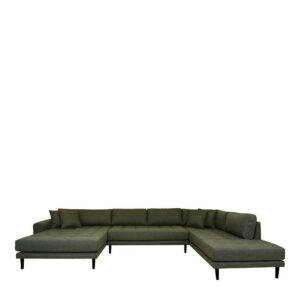 4Home Couchlandschaft im Skandi Design Oliv Grün und Schwarz