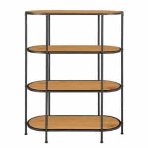 4Home Modernes Buchregal in Eichefarben und Schwarz ovale Form