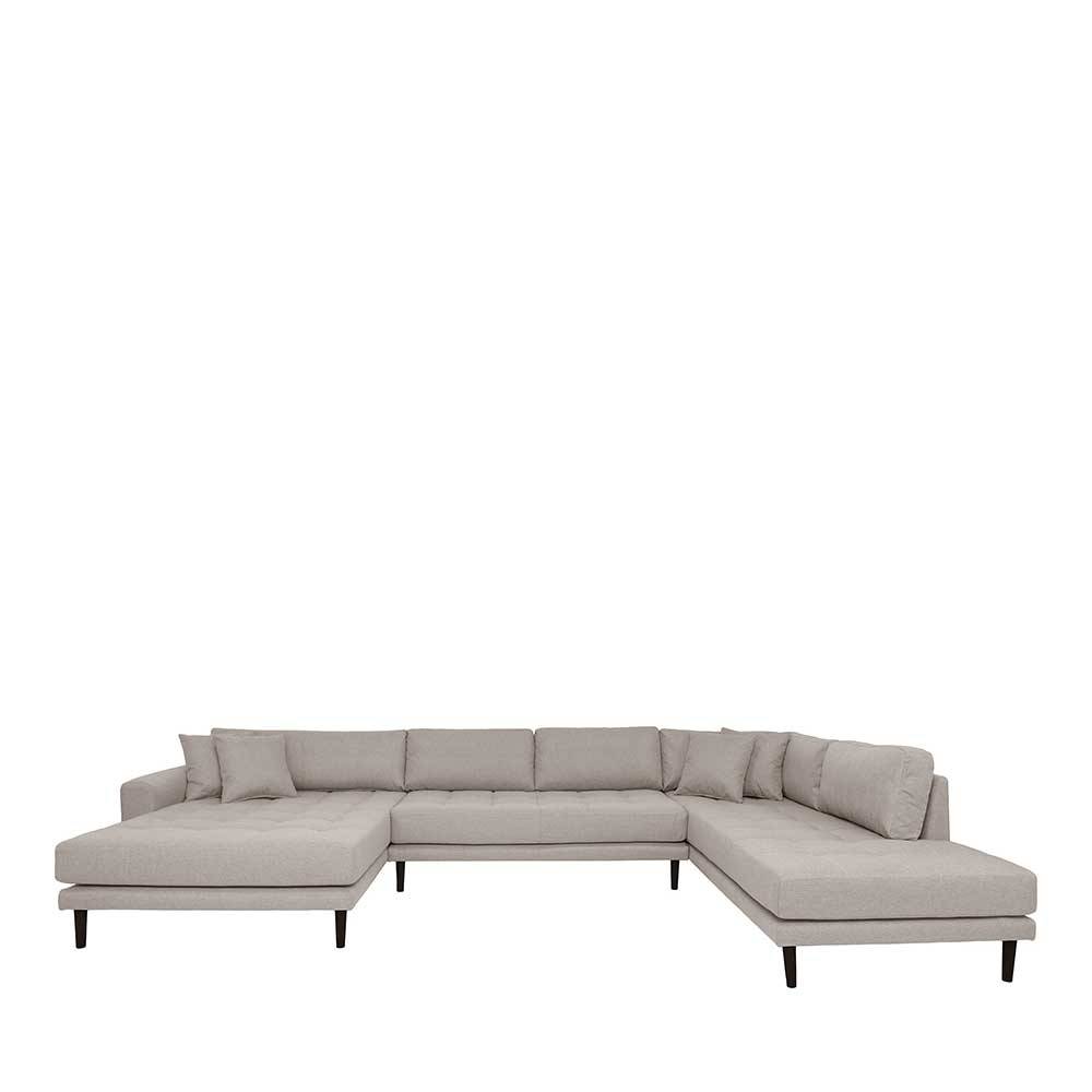 4Home Ecksofa in U Form in Beigegrau und Schwarz 370 cm breit