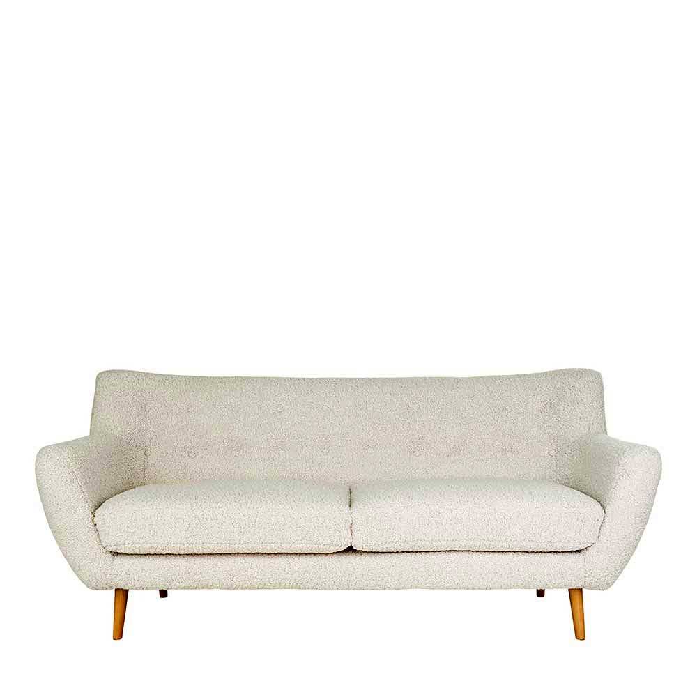 4Home Weißes Sofa im Skandi Design Bezug aus Webplüsch