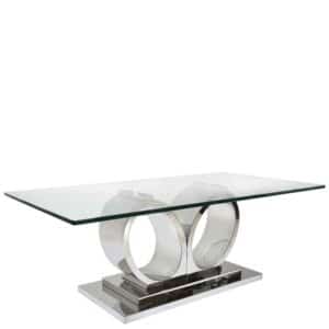 Rubin Möbel Design Couchtisch aus Sicherheitsglas und Edelstahl 130 cm breit