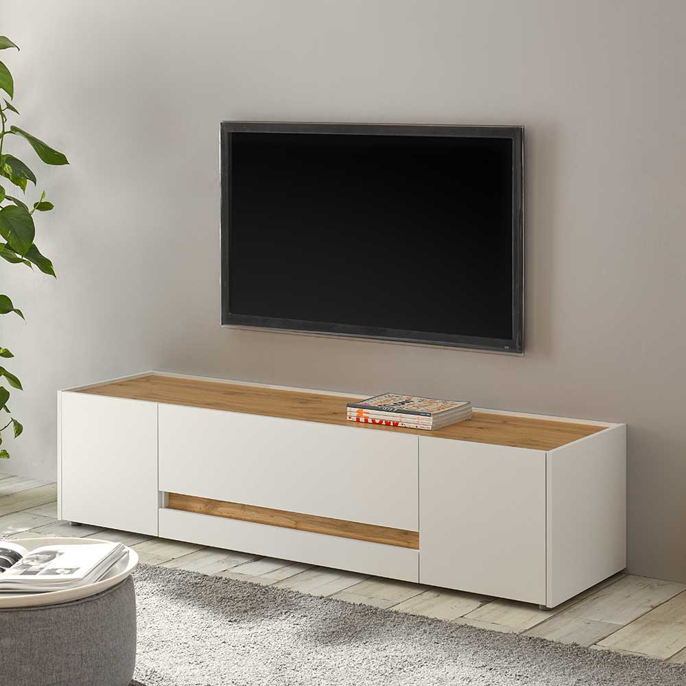 Brandolf TV Kommode in Weiß und Wildeiche Optik 170 cm breit