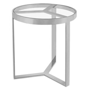 Rubin Möbel Beistelltisch aus Glas und Edelstahl verchromt 50 cm Durchmesser