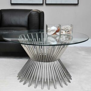 Rubin Möbel Design Couchtisch aus Glas und Metall Chromfarben