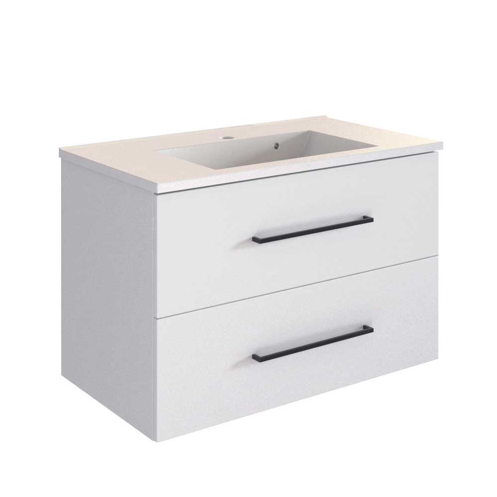 Star Möbel Waschtischunterschrank in Weiß zwei Schubladen