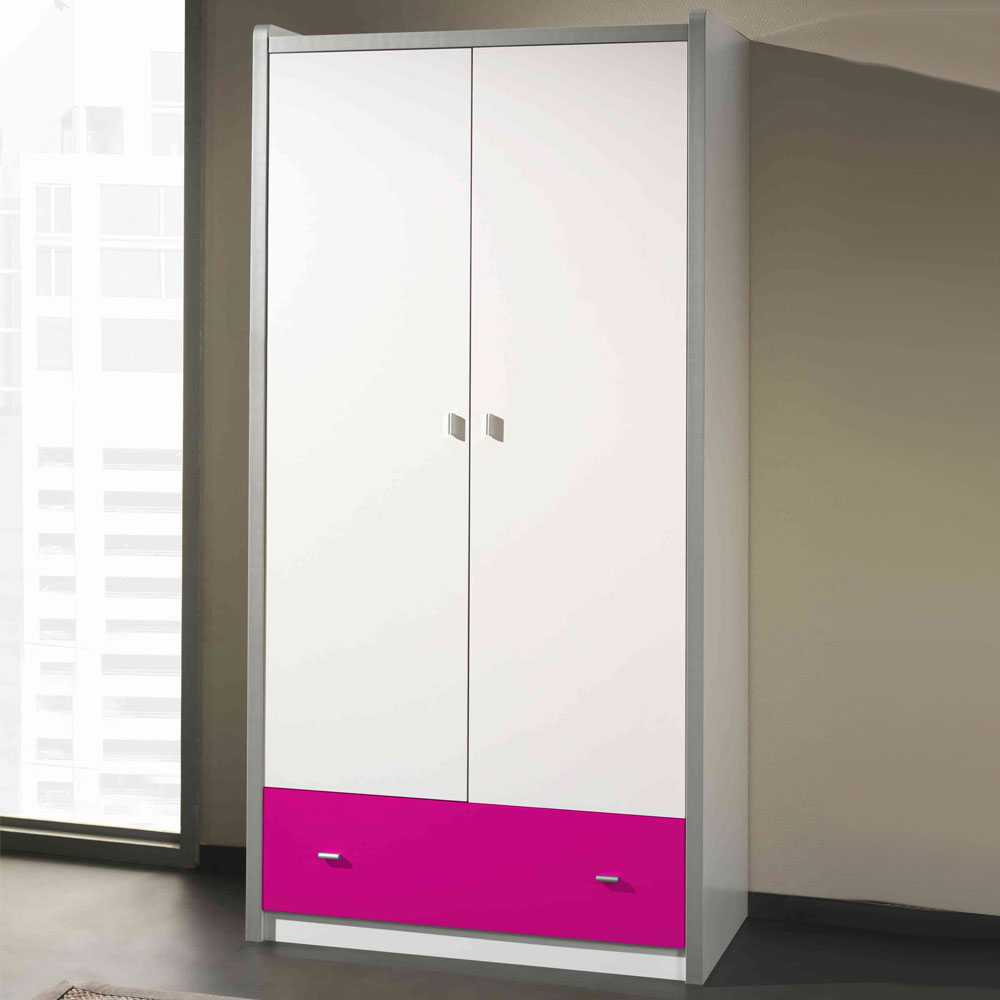 4Home Kinderkleiderschrank in Weiß-Pink Pink