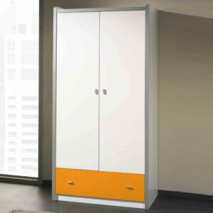 4Home Kleiderschrank in Weiß-Orange Gelb