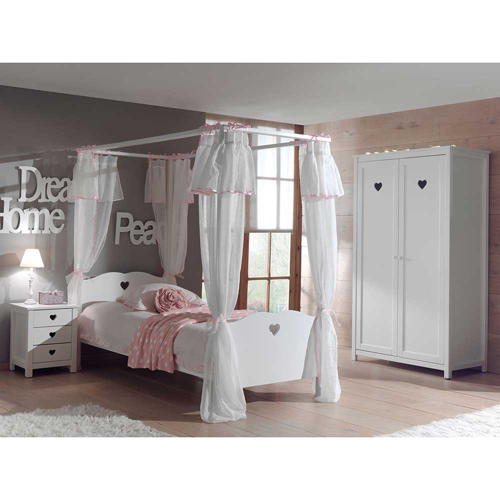 4Home Mädchenzimmer mit Himmelbett Weiß (dreiteilig)