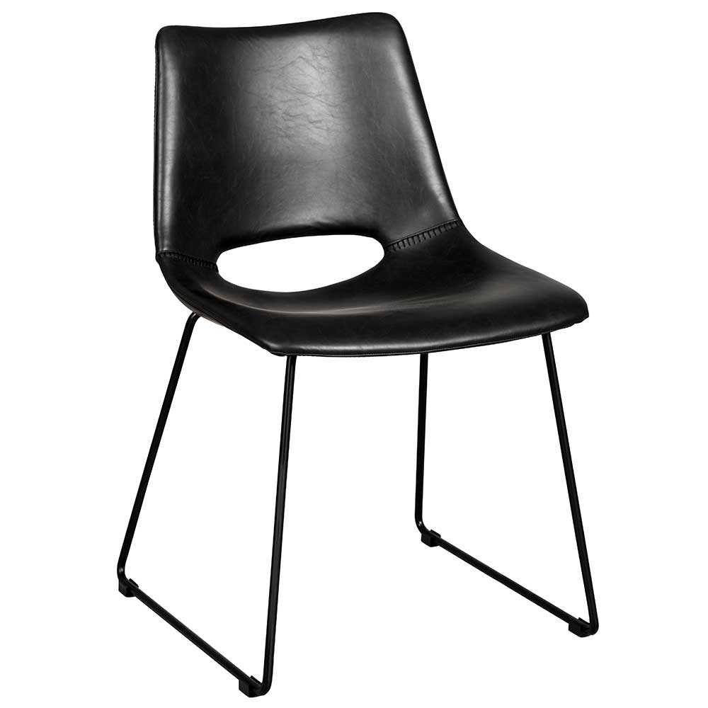 TopDesign Esstisch Stühle in Schwarz Kunstleder Metallbügeln (2er Set)