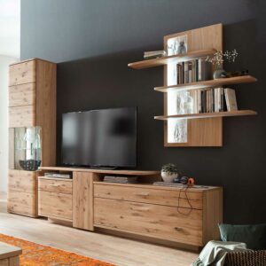 TopDesign TV Wohnwand aus Eiche Bianco geölt 320 cm breit (dreiteilig)