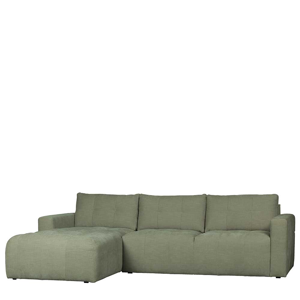 Basilicana Graugrünes Ecksofa Rücken echt bezogen 280 cm breit - 170 cm tief