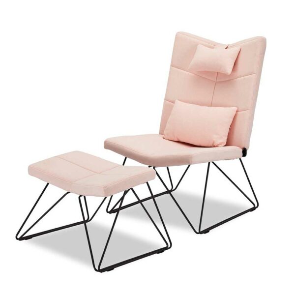 Möbel4Life Design Polstersessel in Rosa Webstoff Fußhocker (zweiteilig)