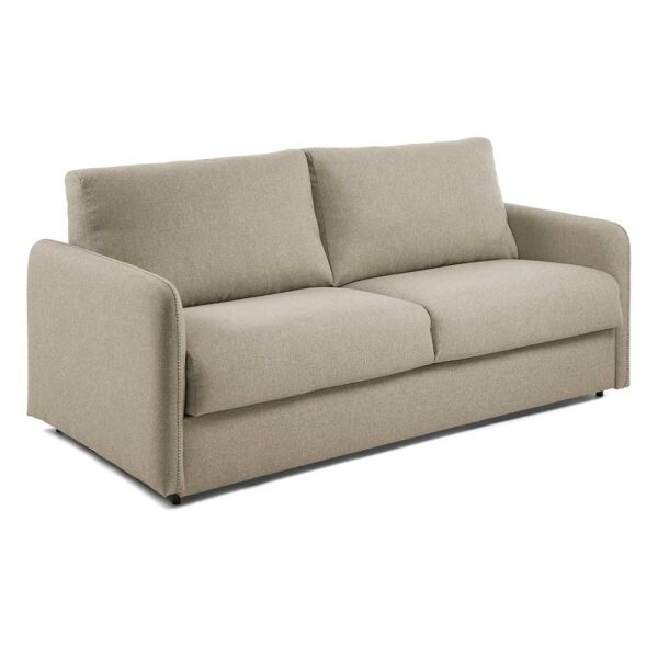 4Home Schlafcouch in Beige Chenillegewebe Armlehnen