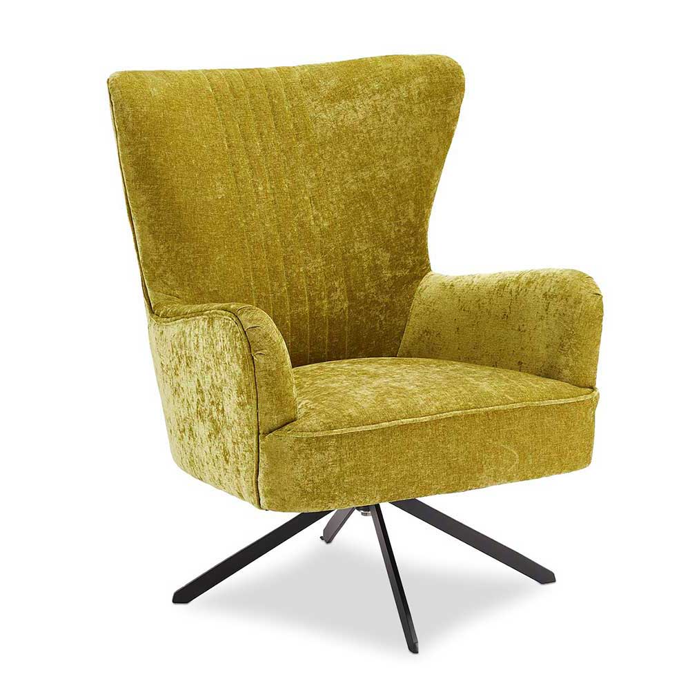 Möbel4Life Drehbarer Sessel in Hellgrün Webstoff Retro Design