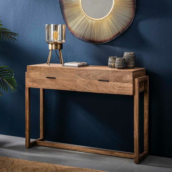 Rodario Flur Tisch aus Mangobaum Massivholz 110 cm breit