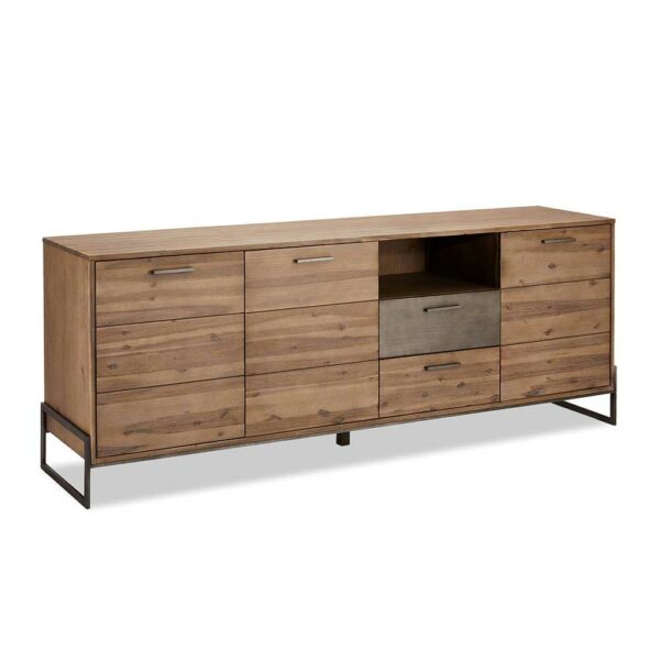 Möbel4Life Sideboard aus Akazie Massivholz und Stahl 50 cm tief