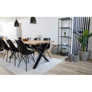 4Home Esszimmergarnitur im Loft Design 2 Meter Eichenholztisch (siebenteilig)