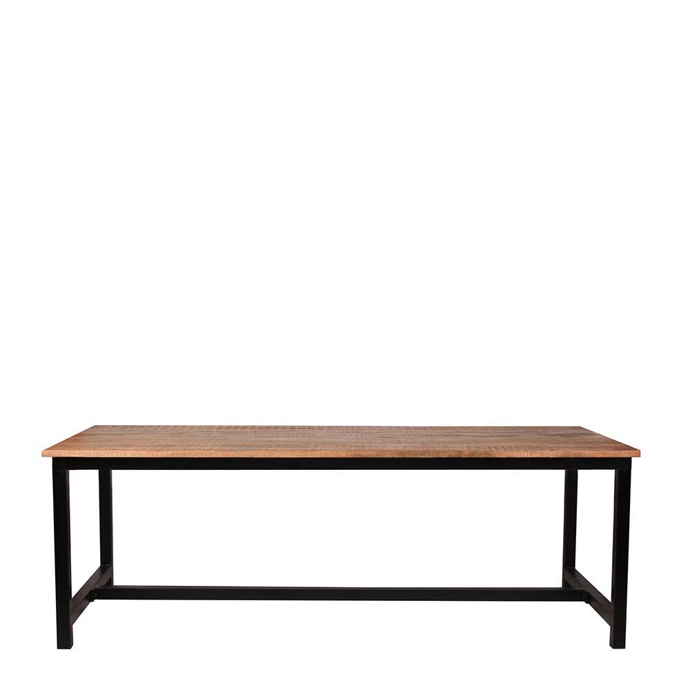 Möbel Exclusive Esszimmertisch aus Mangobaum Massivholz und Metall 75 cm hoch