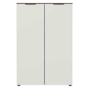 Möbel Exclusive Niedriger Aktenschrank in Creme Weiß und Nussbaum Optik 120 cm hoch