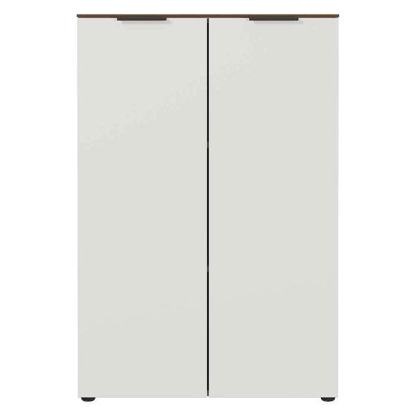 Möbel Exclusive Niedriger Aktenschrank in Creme Weiß und Nussbaum Optik 120 cm hoch