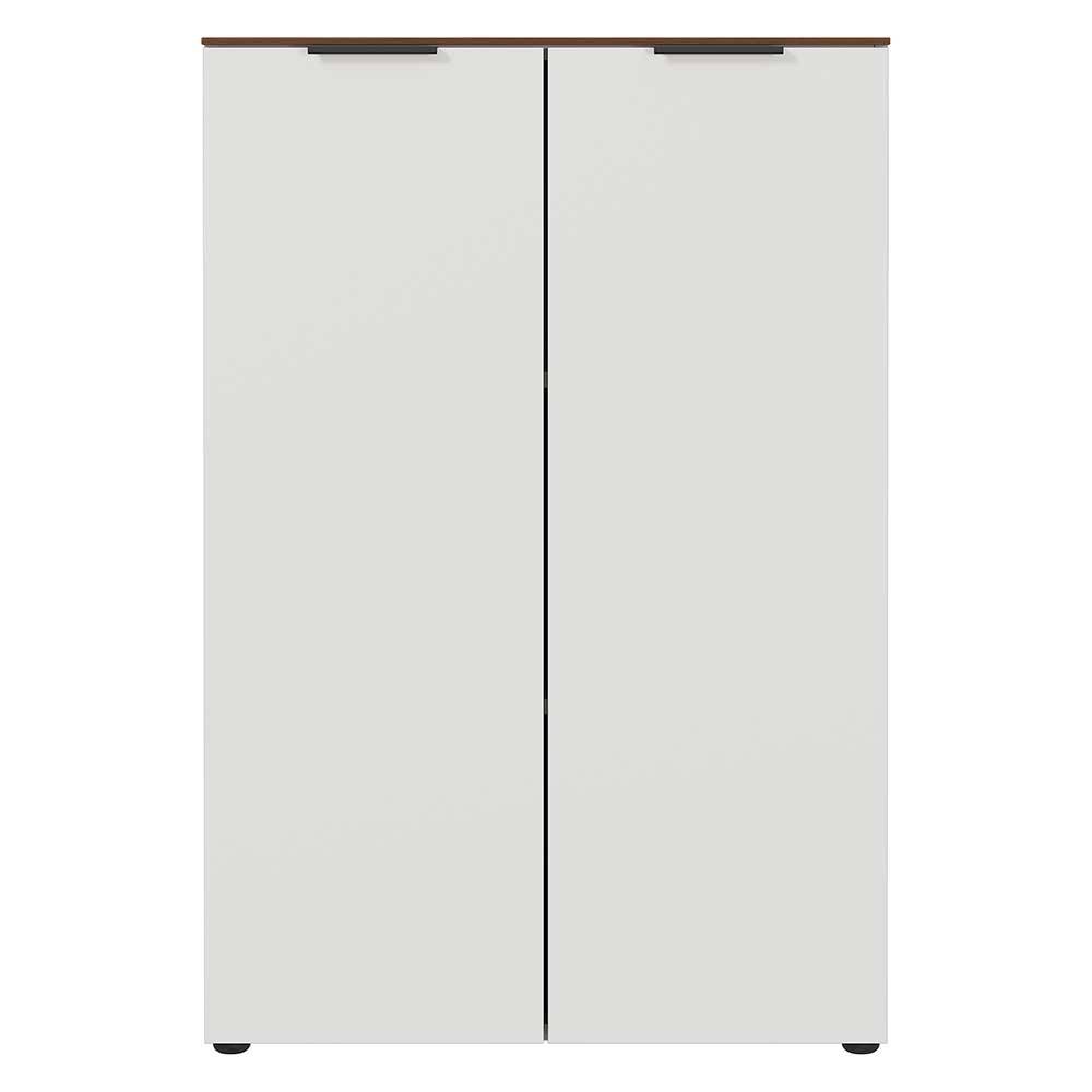 Möbel Exclusive Niedriger Aktenschrank in Creme Weiß und Nussbaum Optik 120 cm hoch