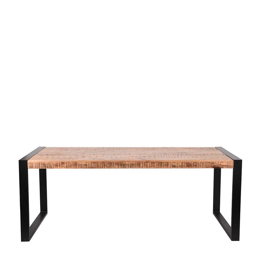 Möbel Exclusive Esszimmertisch aus Mangobaum Massivholz und Metall Industry Look