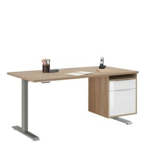 Müllermöbel Schreibtisch in Sonoma-Eiche und Weiß höhenverstellbar