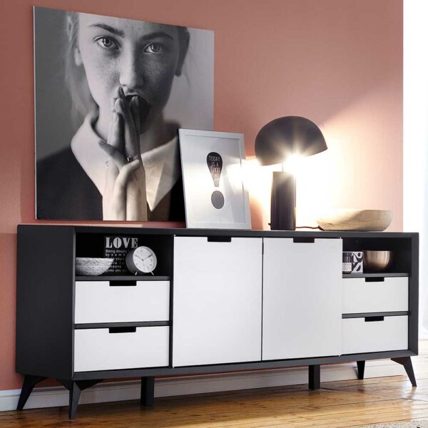 TopDesign Design Sideboard in Grau und Weiß Wendefront