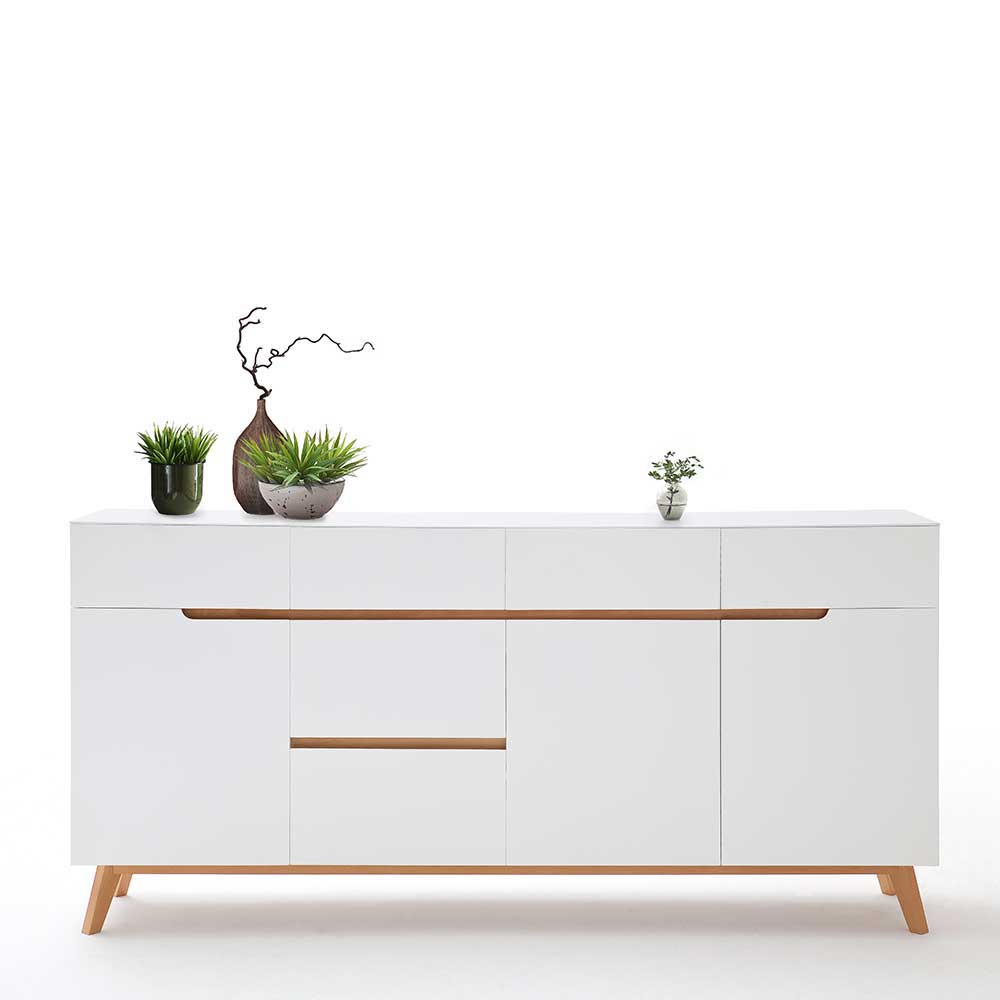 TopDesign Esszimmer Sideboard in Weiß Asteiche Massivholz