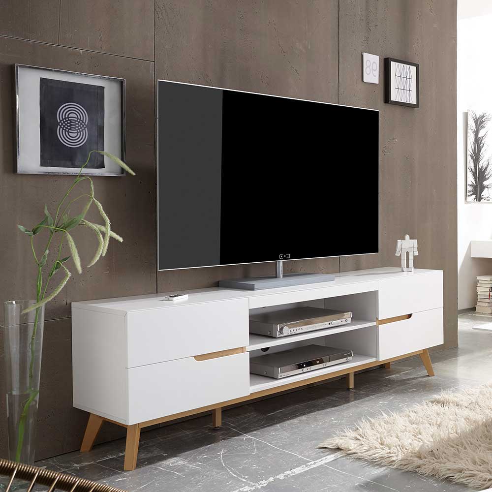 TopDesign TV Unterschrank in Weiß und Asteiche 160 cm