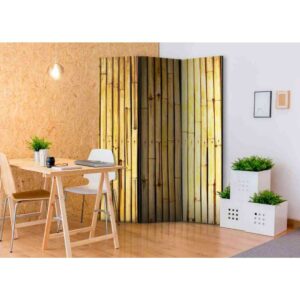 4Home Leinwand Paravent im Bambus Dekor modern