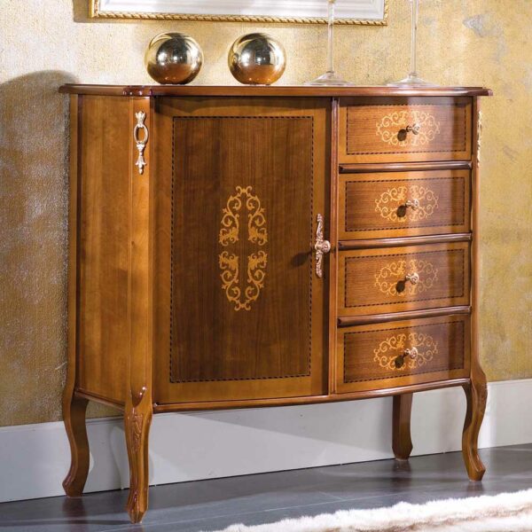 Basilicana Kombikommode im Barock Design Nussbaumfarben
