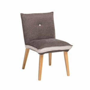 Basilicana Stuhl in Grau Beige Stoff Holzbeine