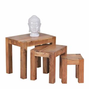Möbel4Life Dreisatztisch aus Akazie Massivholz natur (dreiteilig)