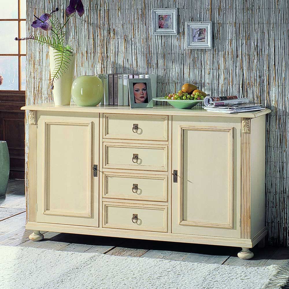 Dreaming Forest Shabby Chic Sideboard in Antikweiß Fichte massiv