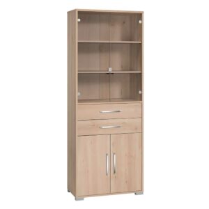 Müllermöbel Büro Vitrinenschrank in Buchefarben 80 cm breit