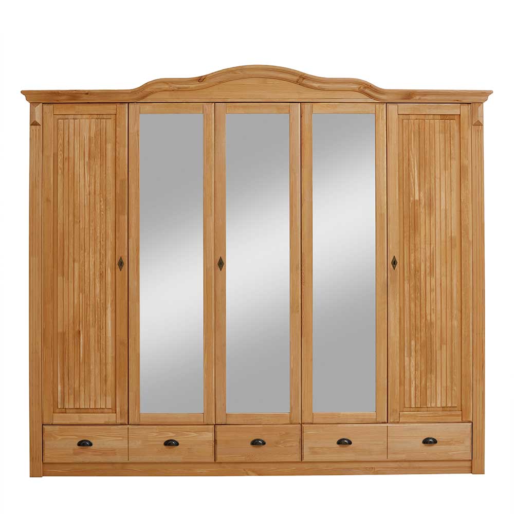 Life Meubles Schlafzimmerschrank aus Kiefer Massivholz Spiegeltüren