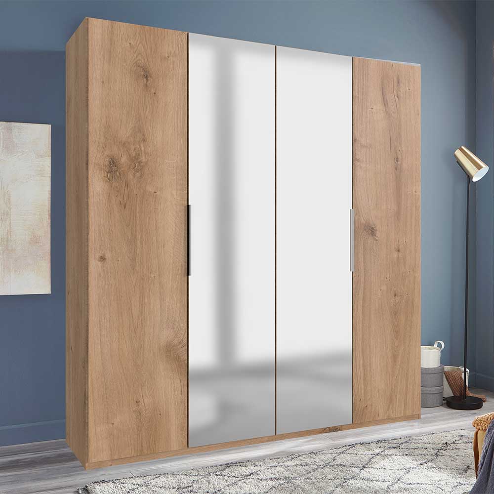 Star Möbel Kleiderschrank mit 4 Türen in Plankeneiche NB 200 cm breit