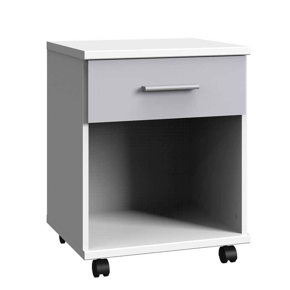 Star Möbel Schreibtischcontainer rollbar in Weiß und Lichtgrau 58 cm hoch
