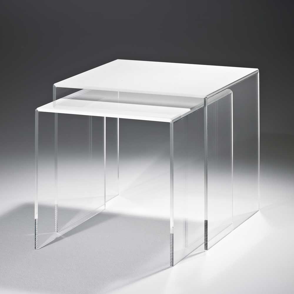 TopDesign Beistelltisch Set aus Acrylglas Weiß (zweiteilig)