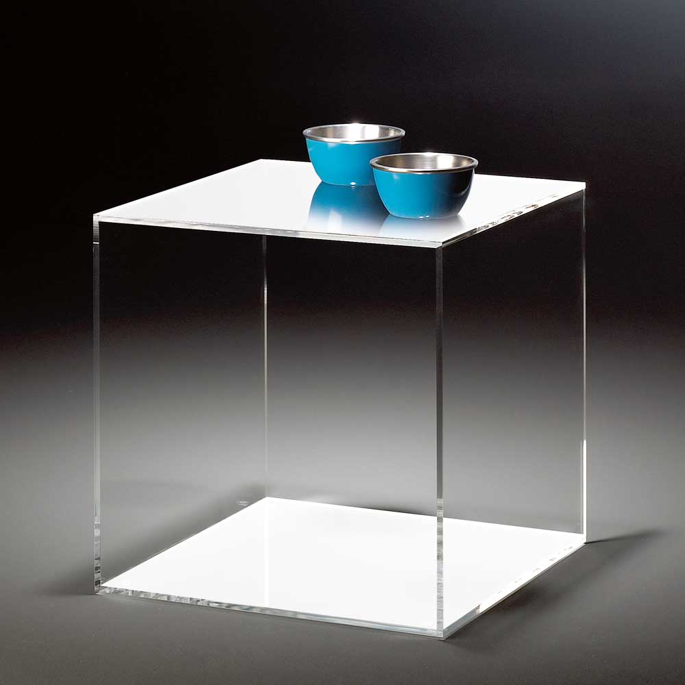 TopDesign Tischchen aus Acrylglas Weiß Würfelform