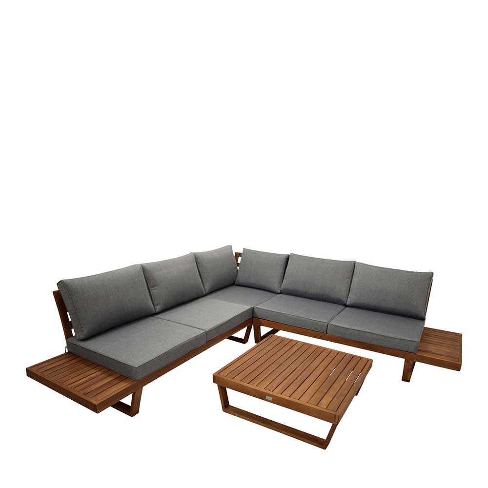 4Home Lounge Sitzgruppe Garten aus Akazie Massivholz Polsterauflagen (vierteilig)