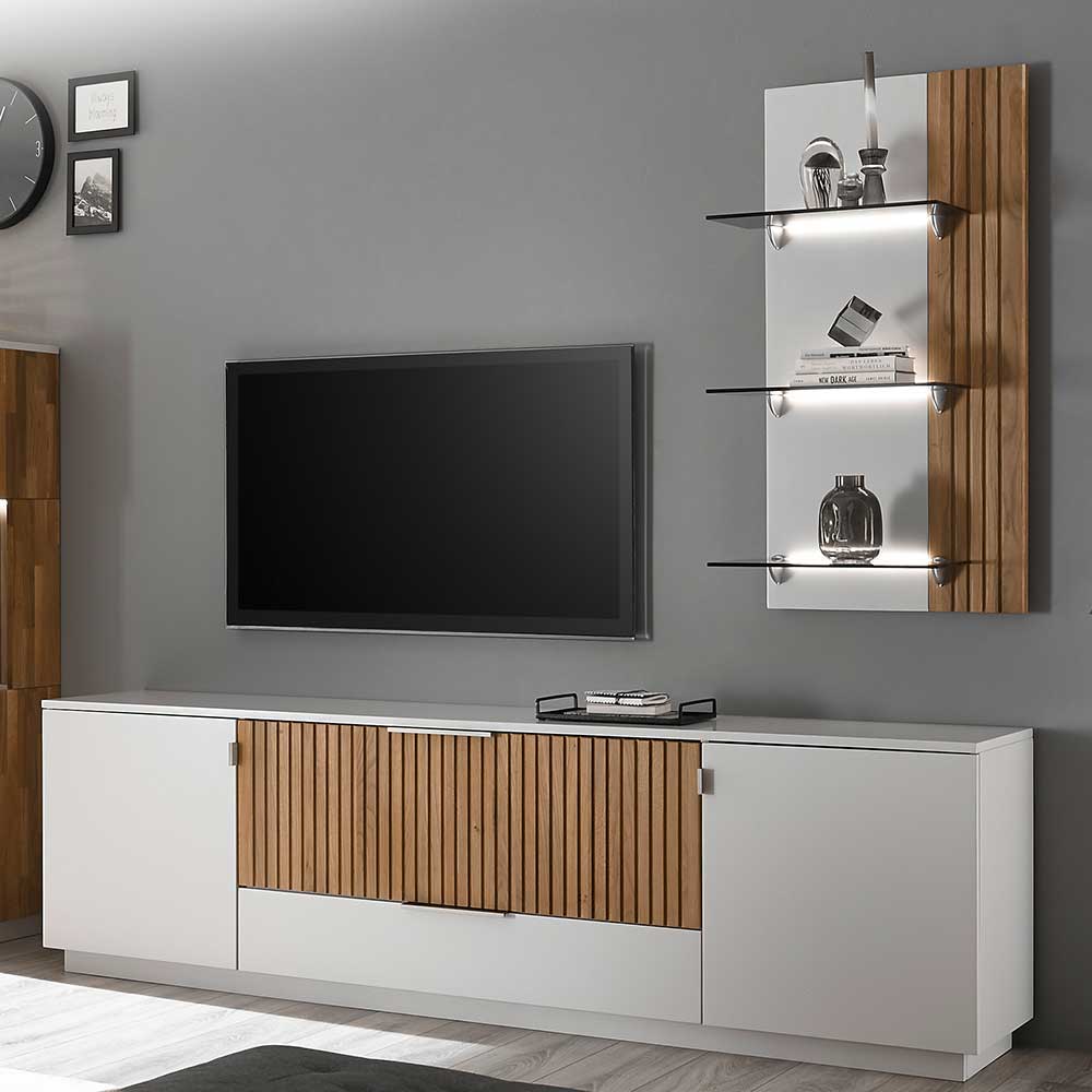 Nature Dream TV Möbel zweifarbig in modernem Design 60 cm hoch - 192 cm breit