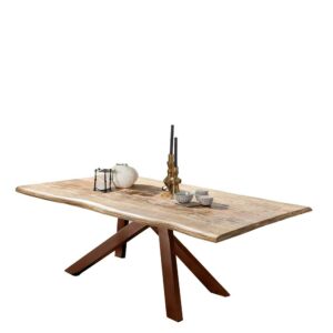 Möbel Exclusive Holztisch Massiv mit Baumkante Industry und Loft Stil