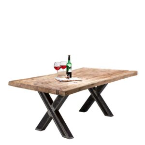 Möbel Exclusive Tisch Esszimmer aus Teak Recyclingholz und Metall upcycling