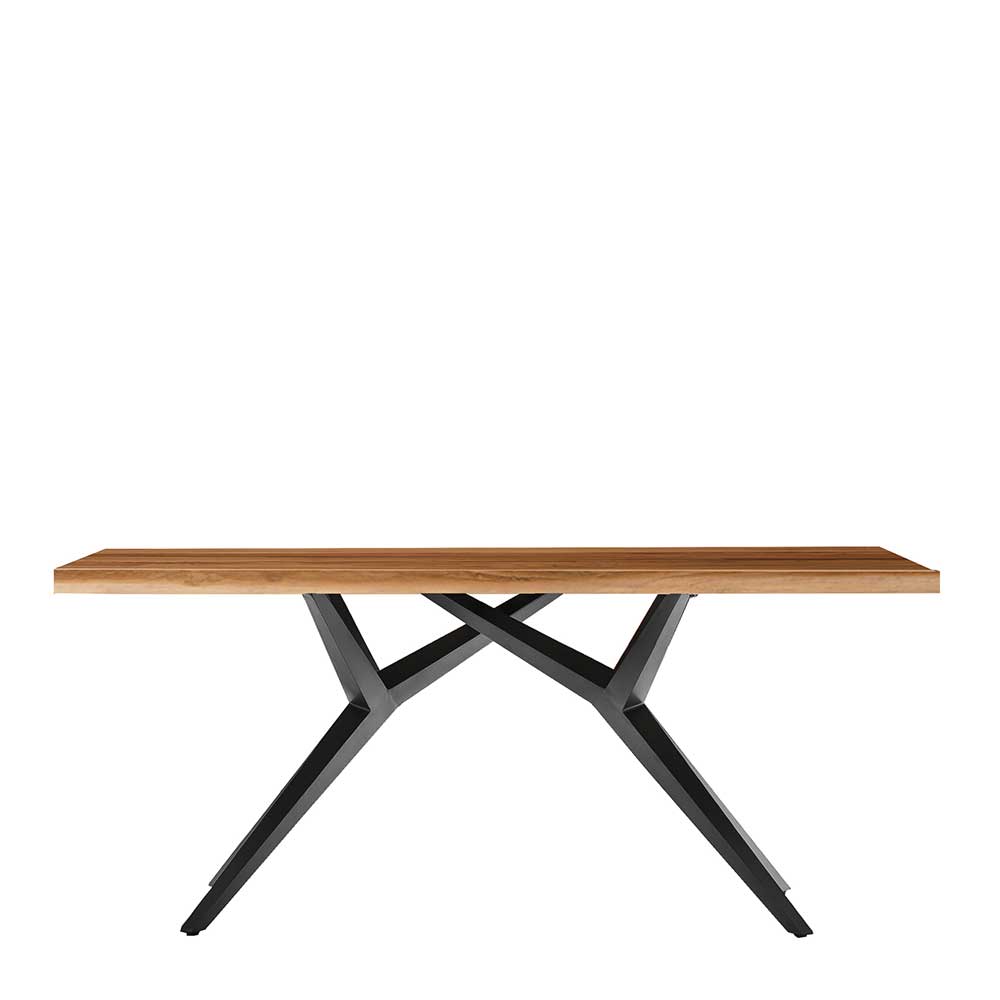 Möbel Exclusive Esszimmer Tisch in Teakfarben und Schwarz Recyclingholz und Metall