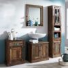 Möbel Exclusive Recyclinghgolz Badmöbel in Braun und Bunt Shabby Chic Design (vierteilig)